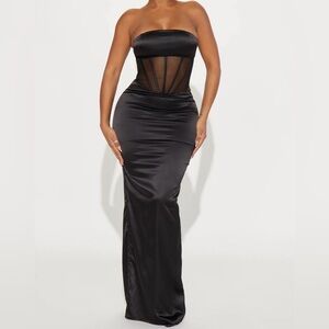 Satin maxi dress with bustier top